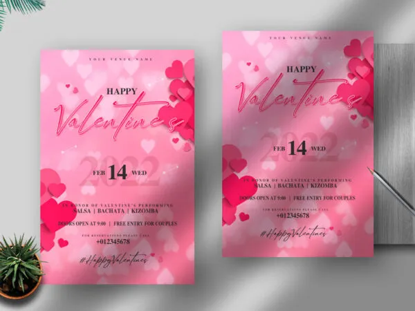 Pink Valentines Day Event Flyer Template 1
