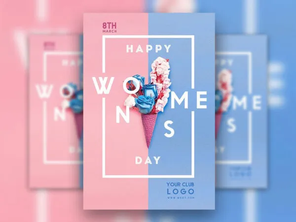 Pink and Blue Womens Day Flyer Template 1