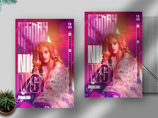 Pink and Purple Modern Nightclub Events Flyer Template 1