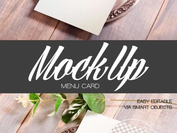 Plain Menu Card Mockup on a Plate 1