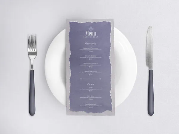 Plain Restaurant Menu Card on a Plate Mockup 1