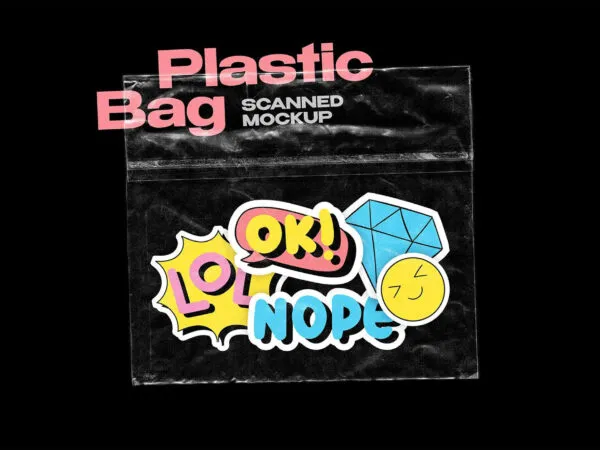 Plastic Bag with Stickers Mockup 1