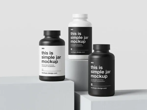 Plastic Container Mockup in 5 Showcases 1