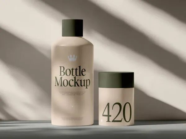 Plastic Cosmetic Bottle and Deodorant Mockup 1