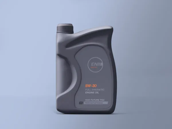 Plastic Engine Oil Bottle Front View Mockup 1