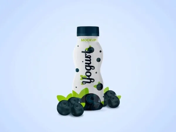 Plastic Juice Bottle Mockup Standing in Front View 1