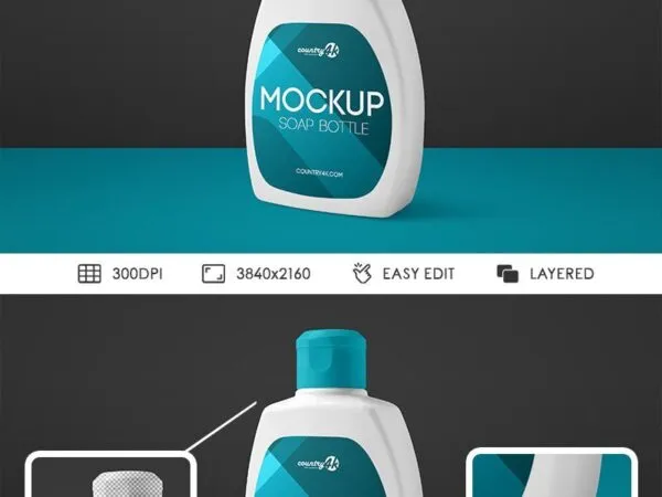 Plastic Liquid Soap Bottle Mockup 1