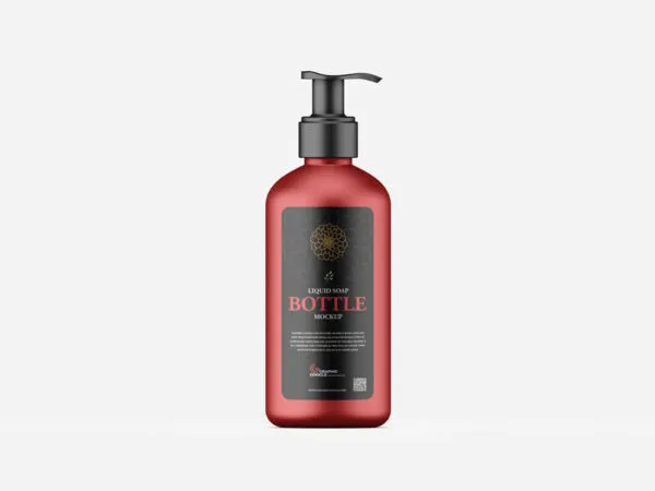 Plastic Pump Dispenser Liquid Soap Bottle Mockup in the Front View 1