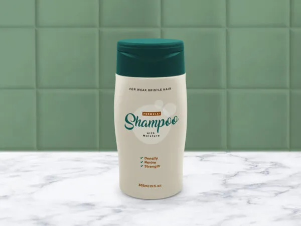 Plastic Shampoo Bottle in Bathroom Mockup 1
