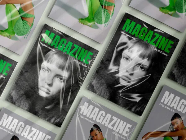 Plastic Sleeve A4 Magazines Mockup 1