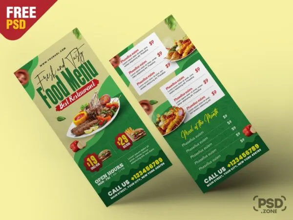 Playful Appetizing Restaurant Food Menu DL Flyer Template 1
