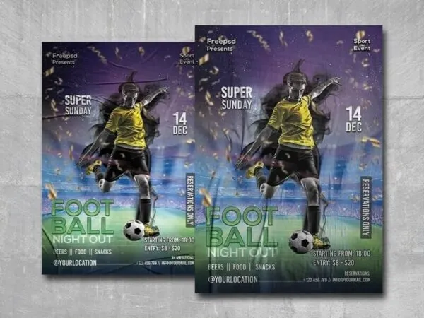 Playful Classy Soccer Night out Flyer Template 1
