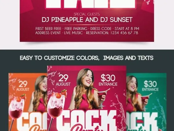 Playful Cocktail Party Flyer a Facebook Event Cover 1