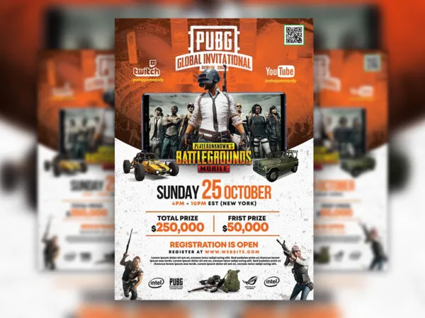 Playful Creative PUBG Gaming Event Flyer Template 1