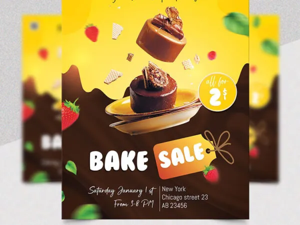 Playful Fancy Bake Sale Flyer Template 1