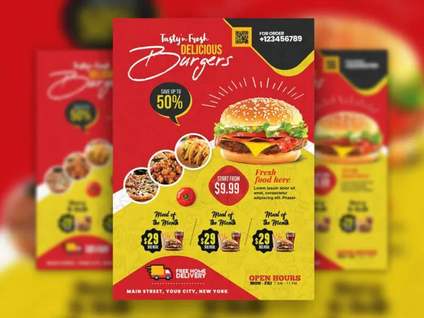 Playful Fast Food Flyer Template 1