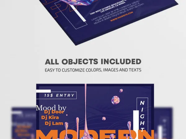 Playful Futuristic Modern Party Event Flyer Template 1