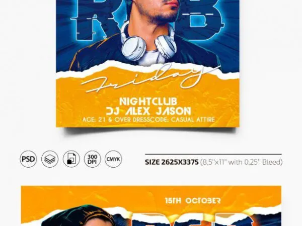 Playful Glitch DJ Party Event Flyer and Facebook Cover Templates 1