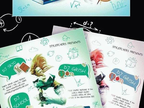 Playful Illustrated Back To School Party Flyer Template 1