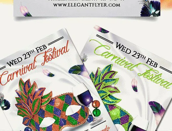 Playful Mardi Gras Carnival Flyer and Facebook Cover Template 1