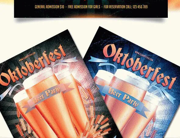 Playful Oktoberfest Beer Party Event Flyer Template and Facebook Cover 1