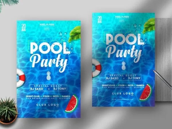Playful Pool Party Flyer Template 1