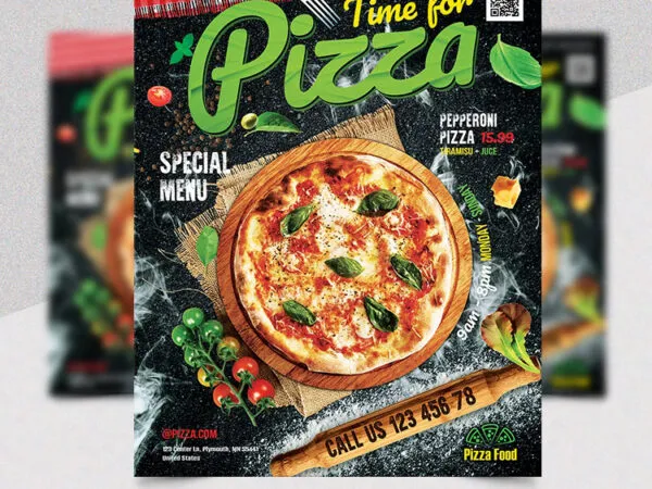 Playful Realistic Pizza Flyer Template 1