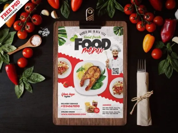 Playful Restaurant Food Menu Flyer Template 1