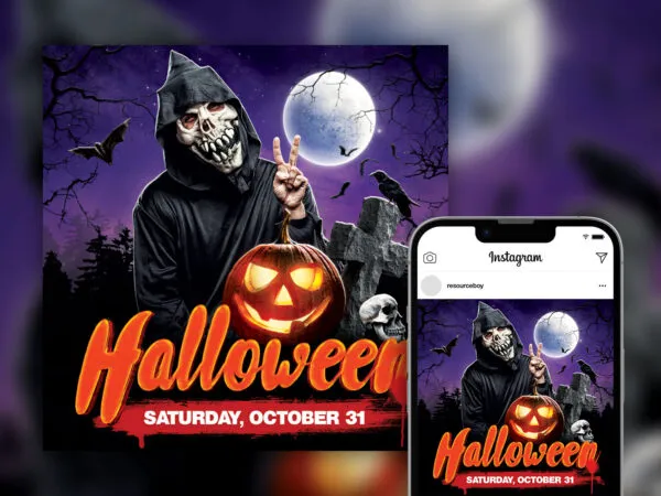 Playful Spooky Halloween Party Instagram Post Template 1