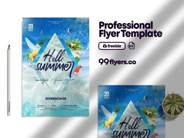 Playful Summer Party Flyer Template 1