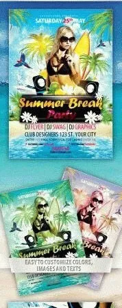 Playful Tropical Summer Beach Party Flyer Template 1