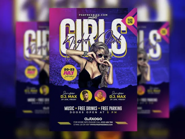 Playful Urban Girls Night Out Party Flyer Template 1