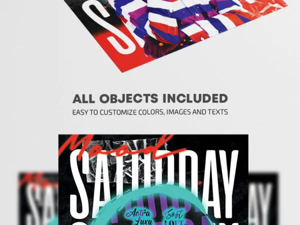 Playful Urban Saturday Mood DJ Event Flyer Template 1