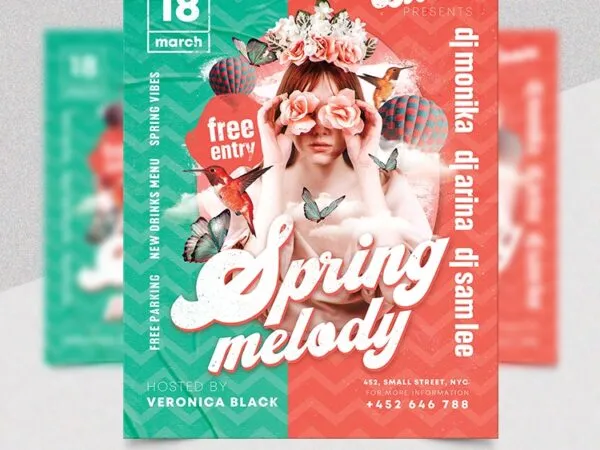 Playful Zigzag Spring Melody Flyer Template 1