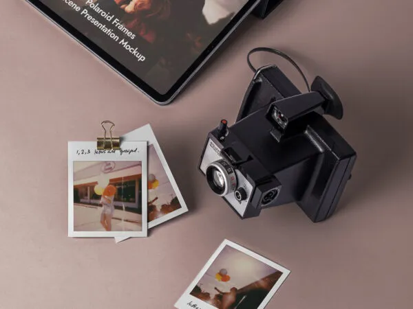 Polaroid Mockup Frames Set with iPad 1