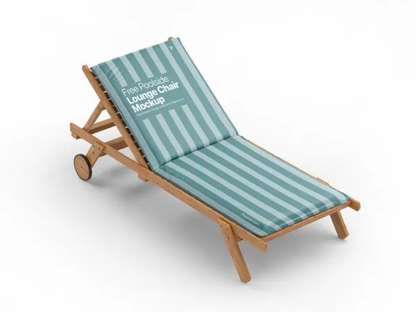Poolside Lounger Mockup Featuring a Wooden Chair 1