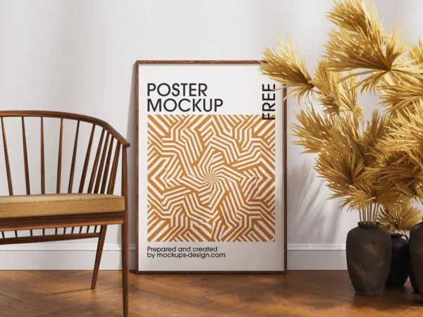 Poster Frame on the Floor Mockup 1