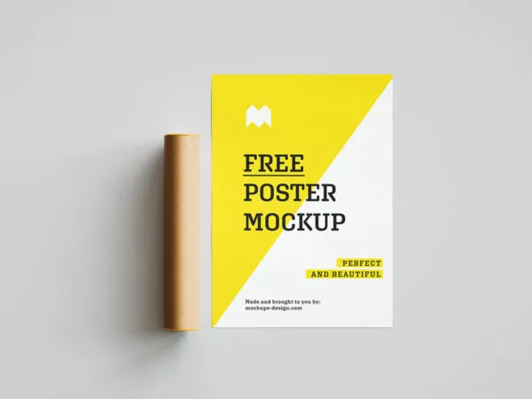 Poster Mockup Along with a Cupboard Tube 1