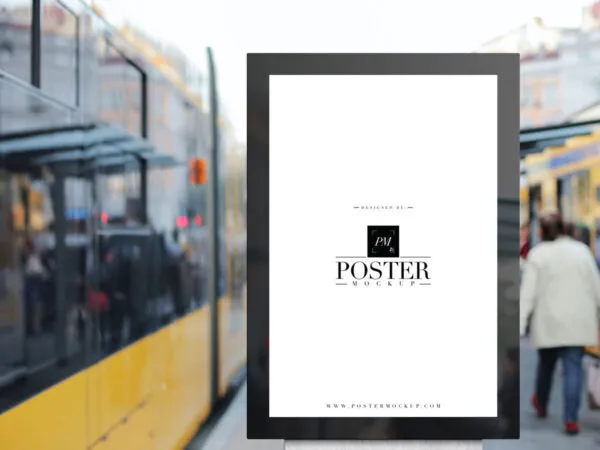 Poster Mockup Located in Shelter Bus 1