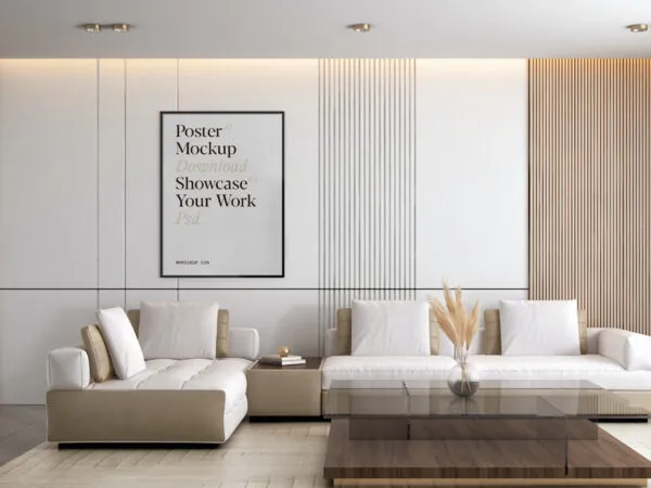 Poster Mockup in Living Room in Front View 1