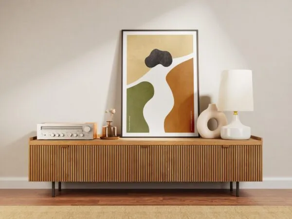Poster Mockup on Dresser in 3 Shots 1