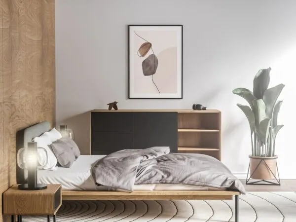 Poster on Modern Bedroom Wall Mockup 1