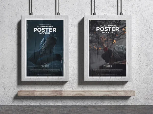 Posters Mockup with Glued Paper 1