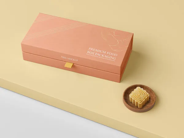 Premium Food Box Packaging Mockup in Perspective View 1