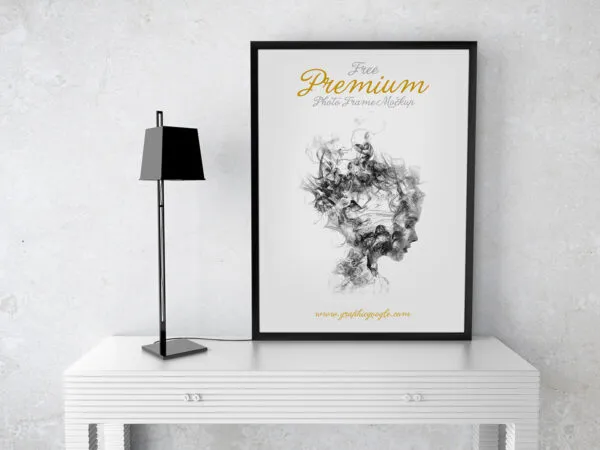 Premium Photo Frame Front View on Table Mockup 1