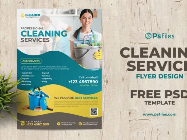 Professional Abstract Photo Cleaning Service Flyer Template 1