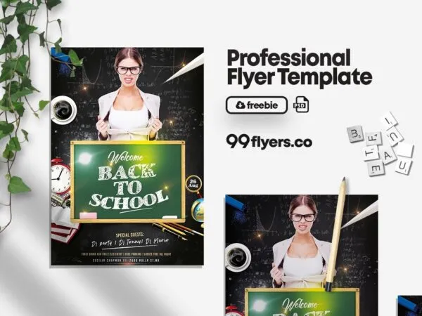 Professional Back To School Party Flyer Template 1