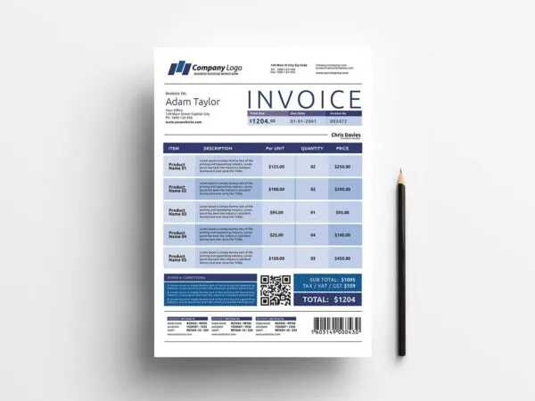 Professional Corporate Invoice Template 1