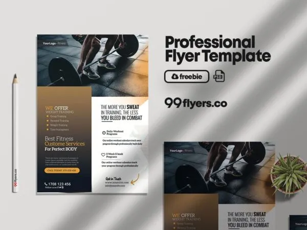 Professional Fitness Advertising Flyer Template 1