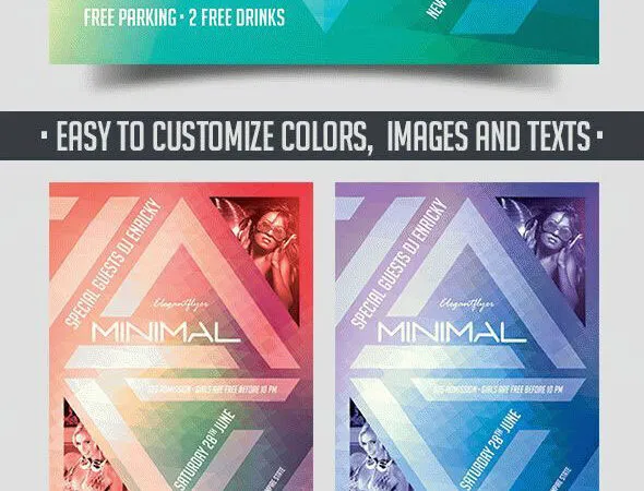 Professional Geometric Club Party Flyer Template Facebook Cover 1